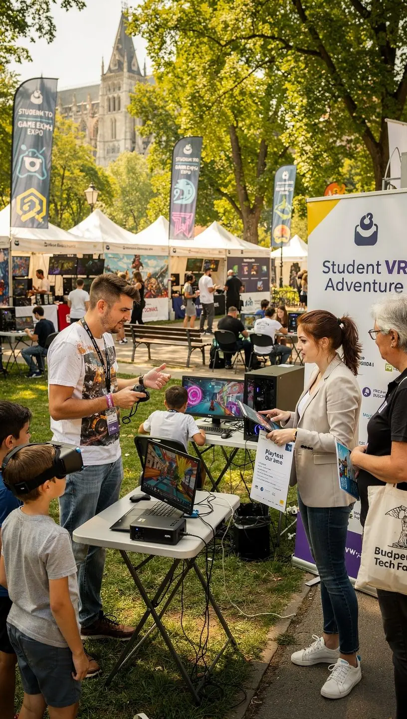 Videójáték prototípus, amelyet egy diák mutat be a csoportnak.