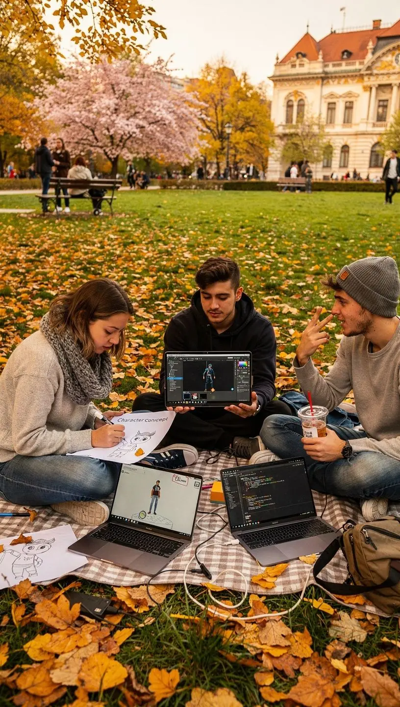 Videójáték prototípus, amelyet egy diák mutat be a csoportnak.